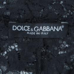 Pre Owned توب دولتشي أند غابانا برباط عنق دانتيل أسود L