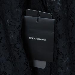 Pre Owned توب دولتشي أند غابانا برباط عنق دانتيل أسود L