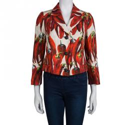 Pre Owned Dolce and Gabbana Red Chilli Print Blazer M