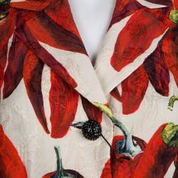 Pre Owned Dolce and Gabbana Red Chilli Print Blazer M