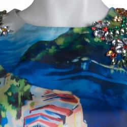 Pre Owned Dolce and Gabbana Hand Embroidered Embellished Portofino Shift Dress S