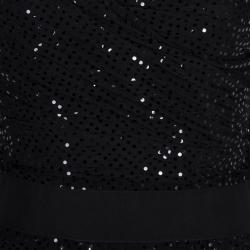 Pre Owned فستان سهرة دولتشي أند غابانا بلا حمالات مكشكش مزين بالترتر أسود M