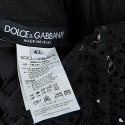 Pre Owned فستان سهرة دولتشي أند غابانا بلا حمالات مكشكش مزين بالترتر أسود M