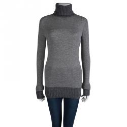 Pre Owned Dolce and Gabbana Grey Cashmere Turtle Neck Sweater M