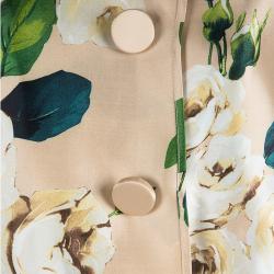 Pre Owned Dolce and Gabbana Beige Floral Printed Silk Coat S