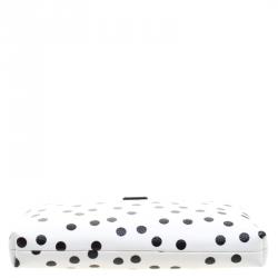 Pre Owned حقيبة كلاتش دولتشي أند غابانا كريب تنقيط بولكا جلد بيضاء