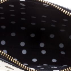 Pre Owned حقيبة كلاتش دولتشي أند غابانا كريب تنقيط بولكا جلد بيضاء