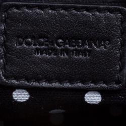 Pre Owned حقيبة كلاتش دولتشي أند غابانا كريب تنقيط بولكا جلد بيضاء