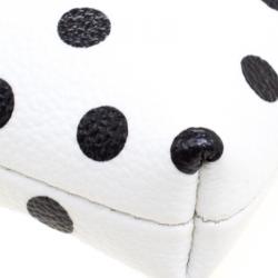 Pre Owned حقيبة كلاتش دولتشي أند غابانا كريب تنقيط بولكا جلد بيضاء