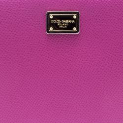 Pre Owned حقيبة كلاتش دولتشي أند غابانا سحاب جلد وردية