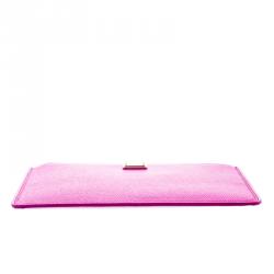 Pre Owned حقيبة كلاتش دولتشي أند غابانا سحاب جلد وردية