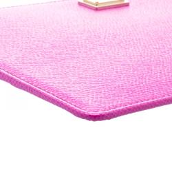 Pre Owned حقيبة كلاتش دولتشي أند غابانا سحاب جلد وردية