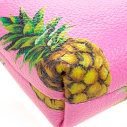 مملوكة مسبقًا Dolce and Gabbana Pink Pineapple Print Leather Chain Clutch