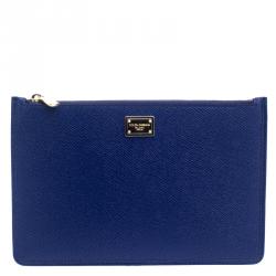 مملوكة مسبقًا Dolce and Gabbana Indigo Leather Clutch
