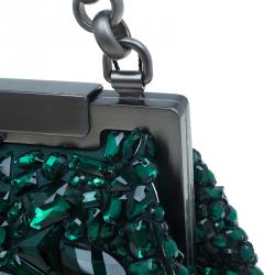 مملوكة مسبقًا حقيبة يد صغيرة دولتشي أند غابانا سارة كريستال ساتان خضراء