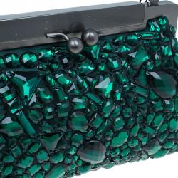 مملوكة مسبقًا حقيبة يد صغيرة دولتشي أند غ ابانا سارة كريستال ساتان خضراء