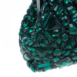 مملوكة مسبقًا حقيبة يد صغيرة دولتشي أند غابانا سارة كريستال ساتان خضراء