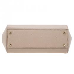 Pre Owned Dolce and Gabbana Nude Leather Medium Miss Sicily Top Handle Bag