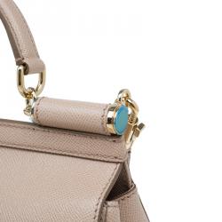 Pre Owned Dolce and Gabbana Nude Leather Medium Miss Sicily Top Handle Bag