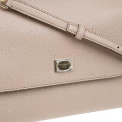 Pre Owned Dolce and Gabbana Nude Leather Medium Miss Sicily Top Handle Bag