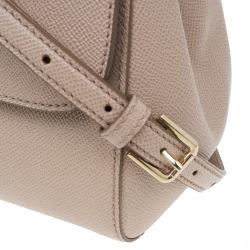 Pre Owned Dolce and Gabbana Nude Leather Medium Miss Sicily Top Handle Bag