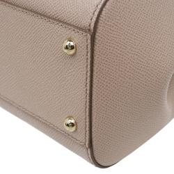 Pre Owned Dolce and Gabbana Nude Leather Medium Miss Sicily Top Handle Bag