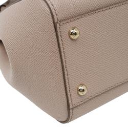 Pre Owned Dolce and Gabbana Nude Leather Medium Miss Sicily Top Handle Bag
