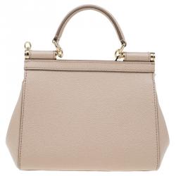 Pre Owned Dolce and Gabbana Nude Leather Small Miss Sicily Top Handle Bag
