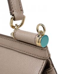 Pre Owned Dolce and Gabbana Nude Leather Small Miss Sicily Top Handle Bag