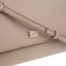 Pre Owned Dolce and Gabbana Nude Leather Small Miss Sicily Top Handle Bag