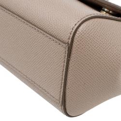 Pre Owned Dolce and Gabbana Nude Leather Small Miss Sicily Top Handle Bag