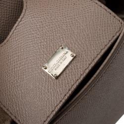 Pre Owned Dolce and Gabbana Nude Leather Small Miss Sicily Top Handle Bag