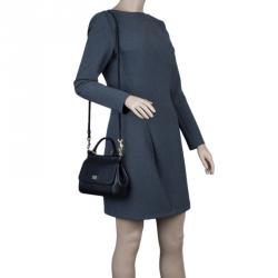 مملوكة مسبقًا Dolce and Gabbana Black Leather Small Miss Sicily Top Handle Bag