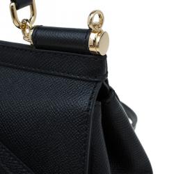 مملوكة مسبقًا Dolce and Gabbana Black Leather Small Miss Sicily Top Handle Bag
