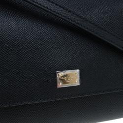 مملوكة مسبقًا Dolce and Gabbana Black Leather Small Miss Sicily Top Handle Bag