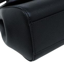 مملوكة مسبقًا Dolce and Gabbana Black Leather Small Miss Sicily Top Handle Bag