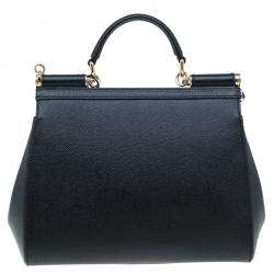 Pre Owned حقيبة دولتشي أند غابانا حمالة علوية ميس سيسيلي متوسطة جلد اسود