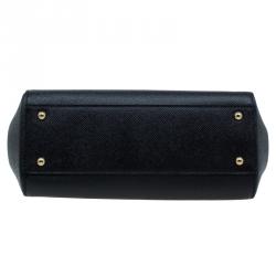 Pre Owned Dolce and Gabbana Black Leather Medium Miss Sicily Top Handle Bag