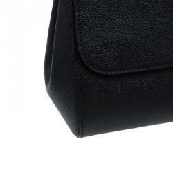 Pre Owned Dolce and Gabbana Black Leather Medium Miss Sicily Top Handle Bag