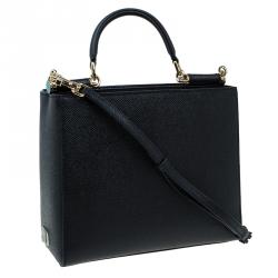 Pre Owned حقيبة دولتشي أند غابانا شوبر ميس سيسيلي صغيرة جلد أسود