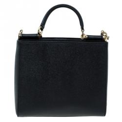 Pre Owned حقيبة دولتشي أند غابانا شوبر ميس سيسيلي صغيرة جلد أسود