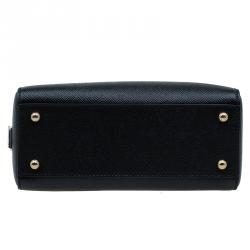 Pre Owned حقيبة دولتشي أند غابانا شوبر ميس سيسيلي صغيرة جلد أسود