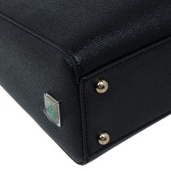 Pre Owned حقيبة دولتشي أند غابانا شوبر ميس سيسيلي صغيرة جلد أسود