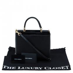 Pre Owned حقيبة دولتشي أند غابانا شوبر ميس سيسيلي صغيرة جلد أسود