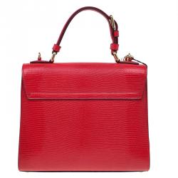 مملوكة مسبقًا حقيبة دولتشي أند غابانا حمالة علوية ميس مونيكا متوسطة جلد نقش سحلية أحمر