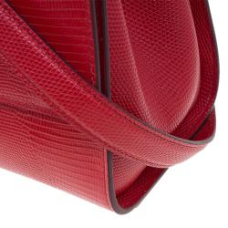 مملوكة مسبقًا حقيبة دولتشي أند غابانا حمالة علوية ميس مونيكا متوسطة جلد نقش سحلية أحمر