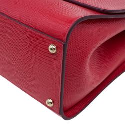 مملوكة مسبقًا حقيبة دولتشي أند غابانا حمالة علوية ميس مونيكا متوسطة جلد نقش سحلية أحمر