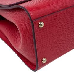 مملوكة مسبقًا حقيبة دولتشي أند غابانا حمالة علوية ميس مونيكا متوسطة جلد نقش سحلية أحمر