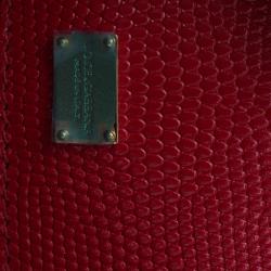 مملوكة مسبقًا حقيبة دولتشي أند غابانا حمالة علوية ميس مونيكا متوسطة جلد نقش سحلية أحمر