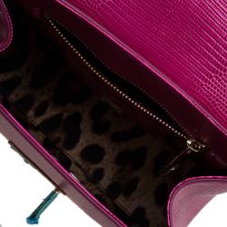 Pre Owned حقيبة يد دولتشي أند غابانا منيكا صغيرة جلد نقش سحلية وردية